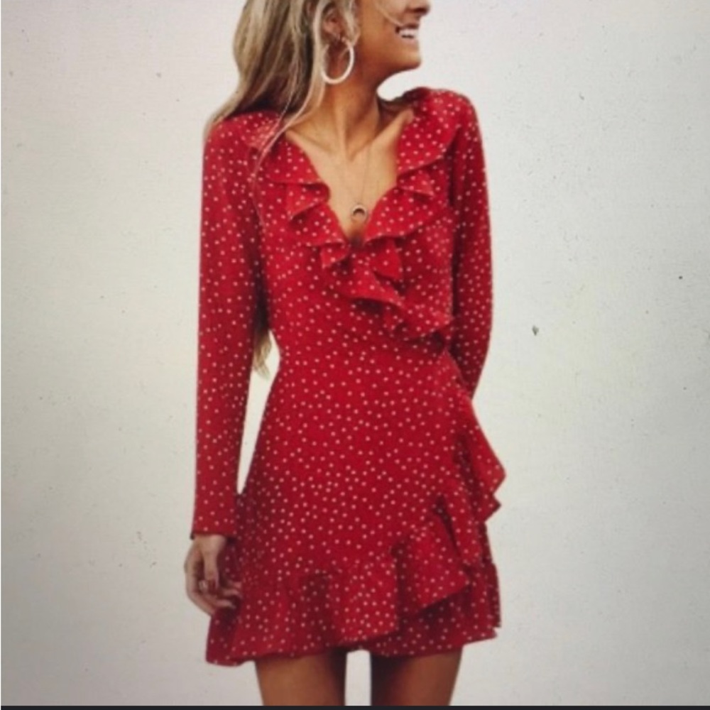 Women’s forever 21 red polka dot wrap dress size M